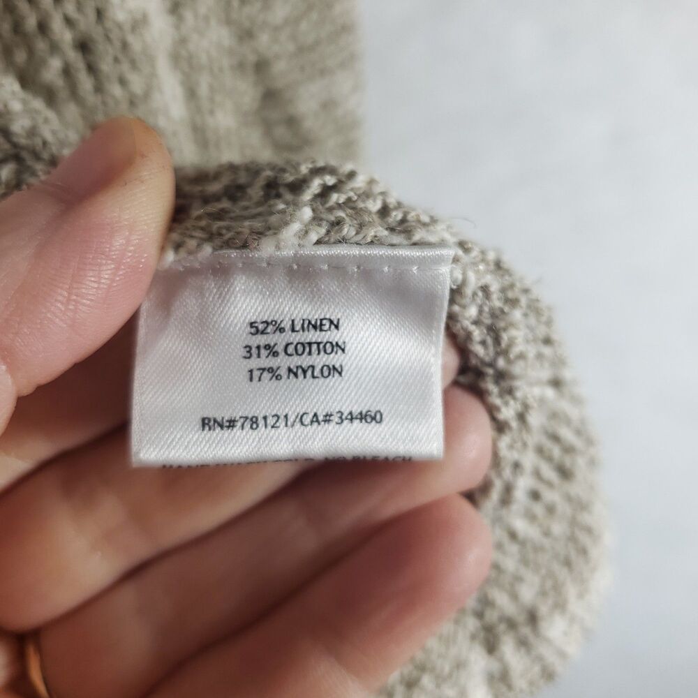 L Eileen Fisher Linen Blend Knit Cardigan Loose Open Front Trapeze Swing Natural - Picture 5 of 11